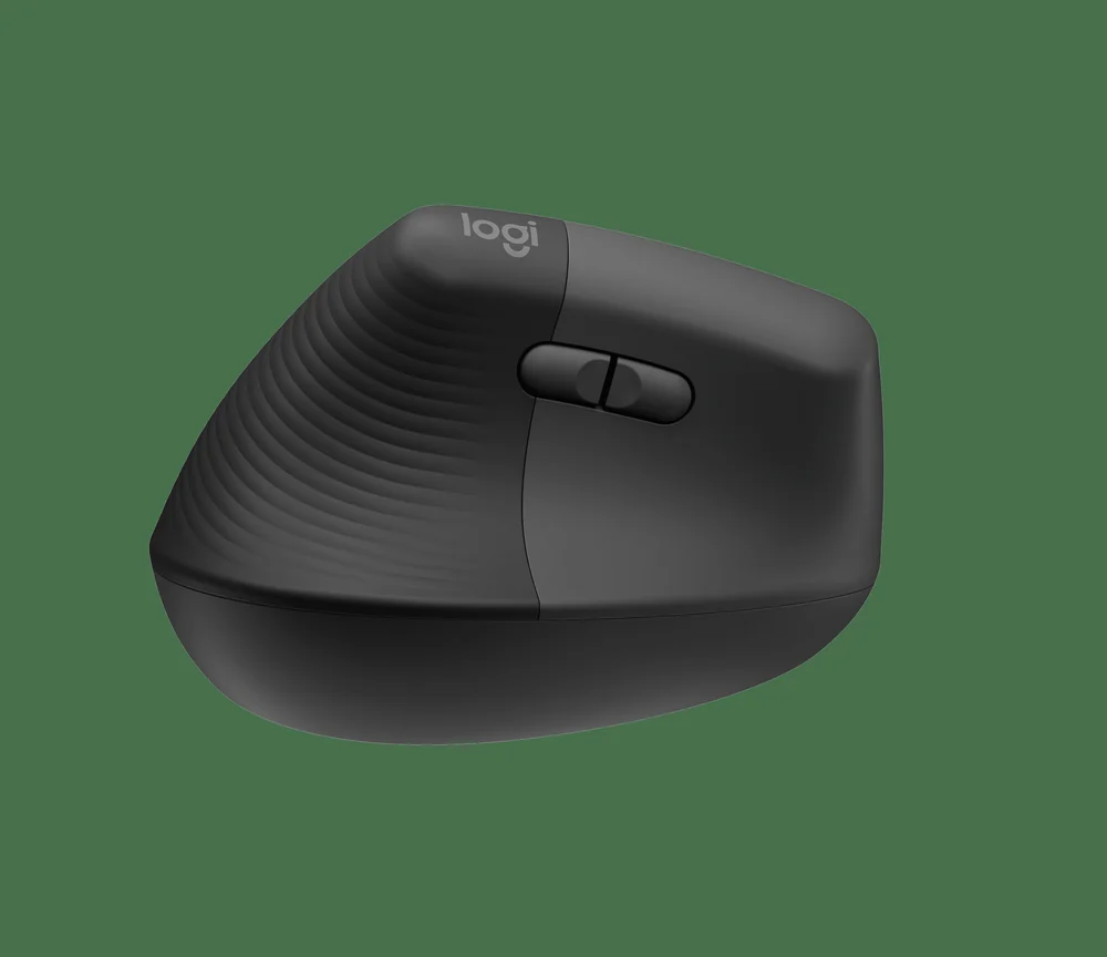 The Logitech Lift vertical ergonomic mouse in graphite