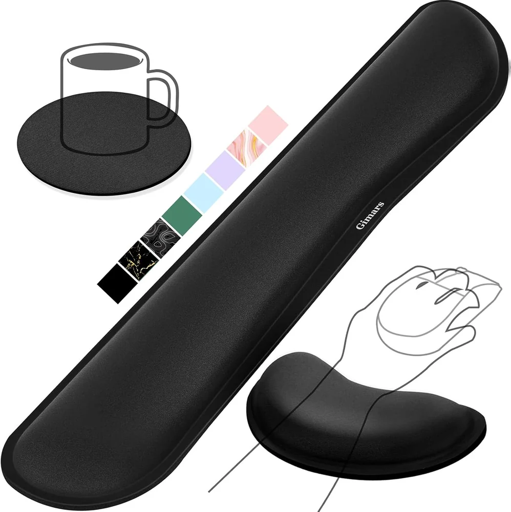 The Gimars gel memory foam keyboard wrist rest and mouse wrist rest set in black